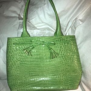 Talbots Lime Green Genuine Leather Handbag EUC